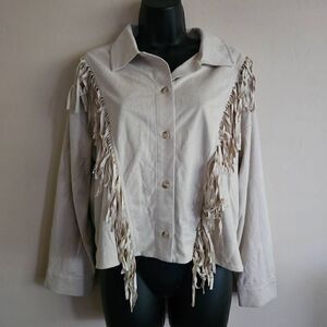 NWT Acoa Fringe Button Up Blouse